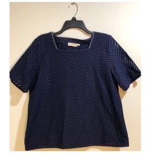 Tory Burch Zig Zag Lace top in Navy blue size XL